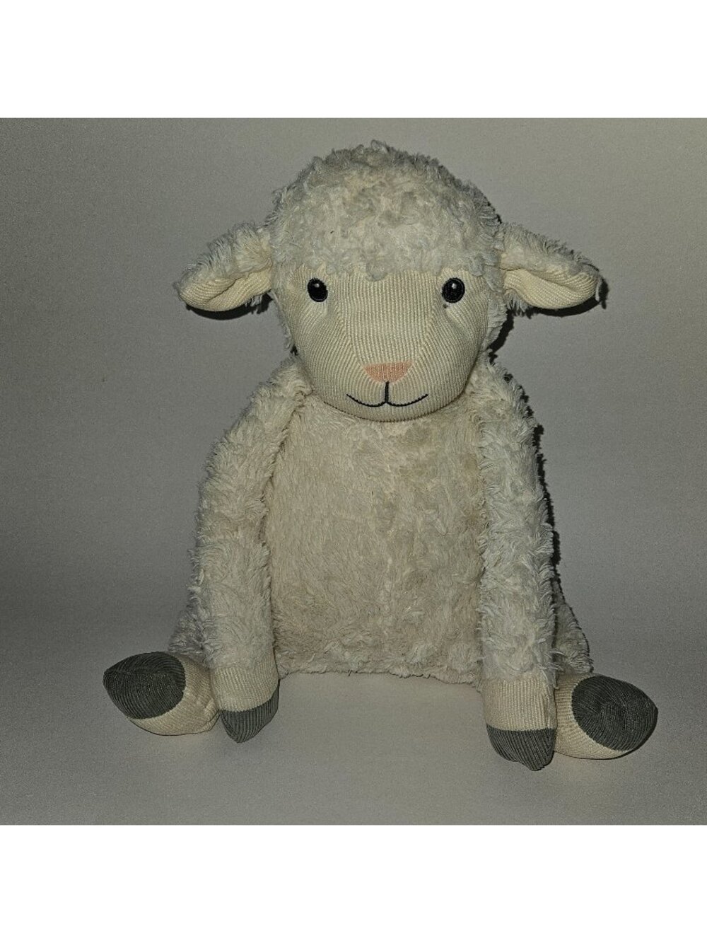 First Impressions White Sheep Lamb Plush Lovey 11" Stuffed Toy Ribbed Face Feet